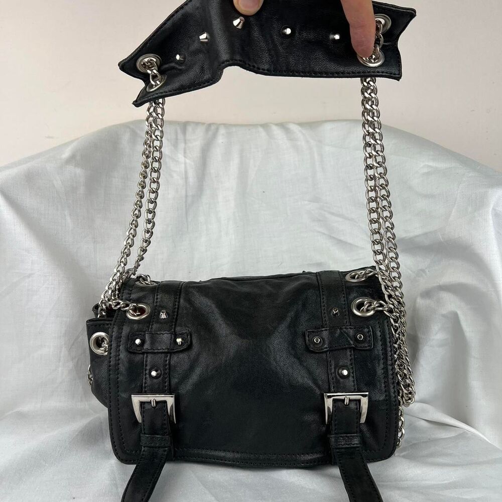 Pour La Victoire Black Leather Chain-Handle Crossbody Bag